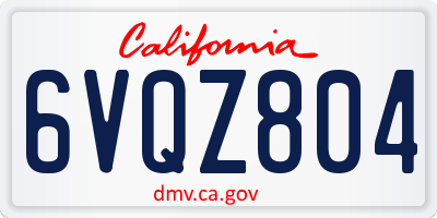CA license plate 6VQZ804