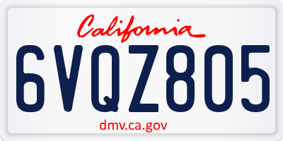 CA license plate 6VQZ805