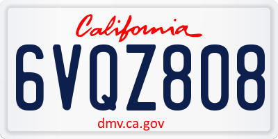 CA license plate 6VQZ808