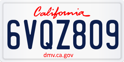 CA license plate 6VQZ809
