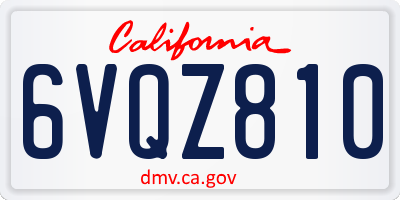 CA license plate 6VQZ810
