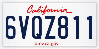 CA license plate 6VQZ811