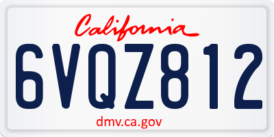 CA license plate 6VQZ812