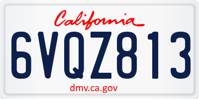 CA license plate 6VQZ813