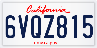CA license plate 6VQZ815