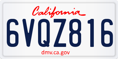 CA license plate 6VQZ816