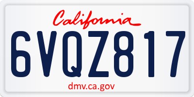 CA license plate 6VQZ817