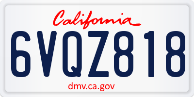 CA license plate 6VQZ818