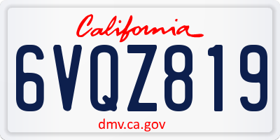 CA license plate 6VQZ819