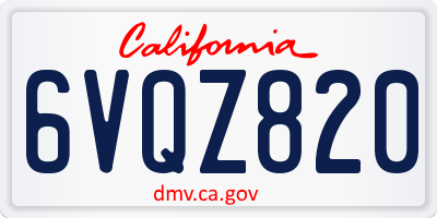 CA license plate 6VQZ820