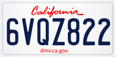 CA license plate 6VQZ822
