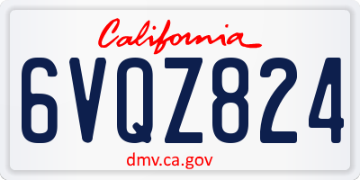 CA license plate 6VQZ824