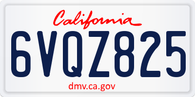 CA license plate 6VQZ825