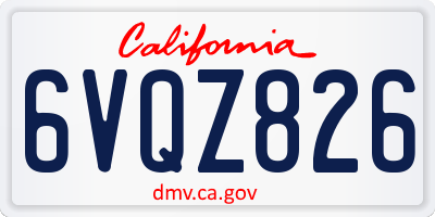 CA license plate 6VQZ826