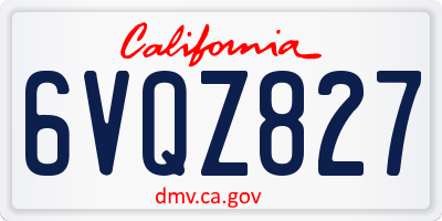 CA license plate 6VQZ827
