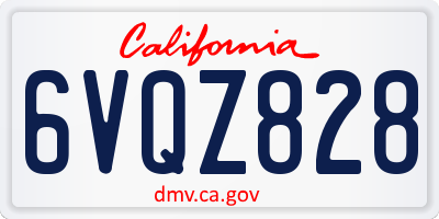 CA license plate 6VQZ828