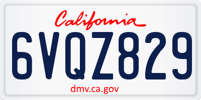 CA license plate 6VQZ829