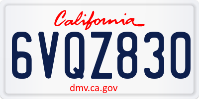 CA license plate 6VQZ830