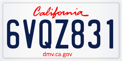 CA license plate 6VQZ831