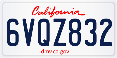 CA license plate 6VQZ832