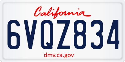 CA license plate 6VQZ834