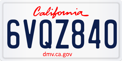 CA license plate 6VQZ840