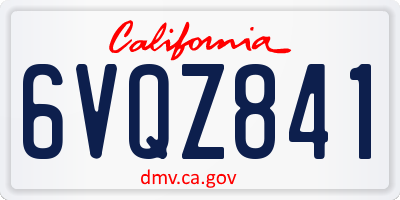 CA license plate 6VQZ841