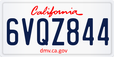 CA license plate 6VQZ844