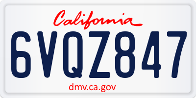 CA license plate 6VQZ847