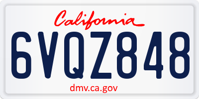 CA license plate 6VQZ848