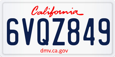 CA license plate 6VQZ849
