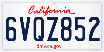 CA license plate 6VQZ852