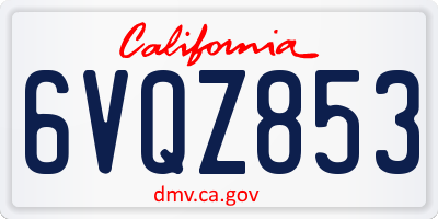 CA license plate 6VQZ853