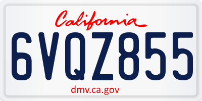 CA license plate 6VQZ855