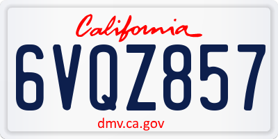 CA license plate 6VQZ857