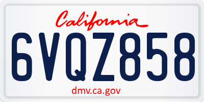CA license plate 6VQZ858