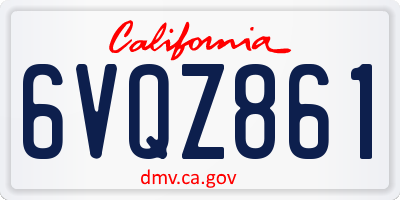 CA license plate 6VQZ861