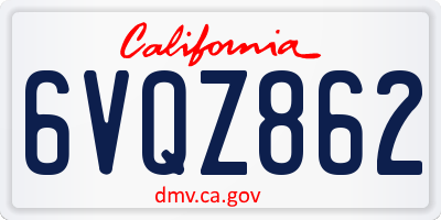 CA license plate 6VQZ862