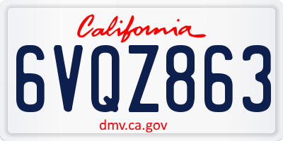 CA license plate 6VQZ863