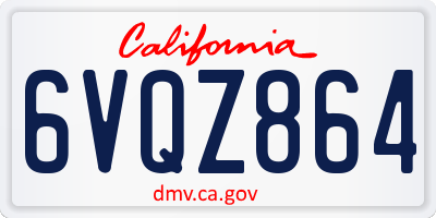 CA license plate 6VQZ864