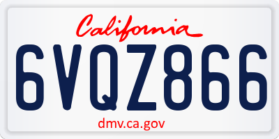 CA license plate 6VQZ866