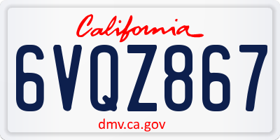 CA license plate 6VQZ867