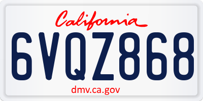 CA license plate 6VQZ868