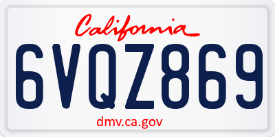 CA license plate 6VQZ869