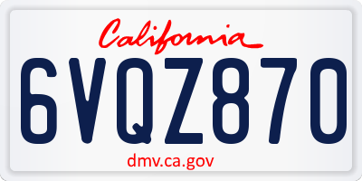 CA license plate 6VQZ870