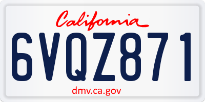 CA license plate 6VQZ871