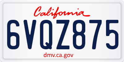 CA license plate 6VQZ875