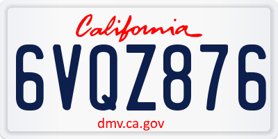 CA license plate 6VQZ876