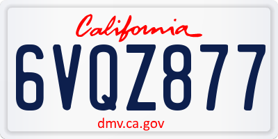 CA license plate 6VQZ877