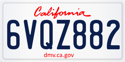 CA license plate 6VQZ882